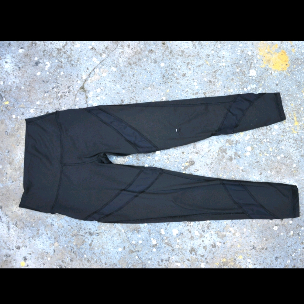 Fabletics Black Leggings w Mesh Panels